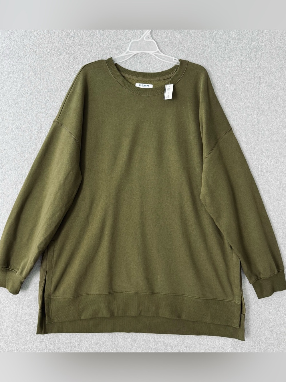 Old Navy Women's XL Tall Tunic Sweatshirt SoComfy Fleece Side Slit Green Yellow